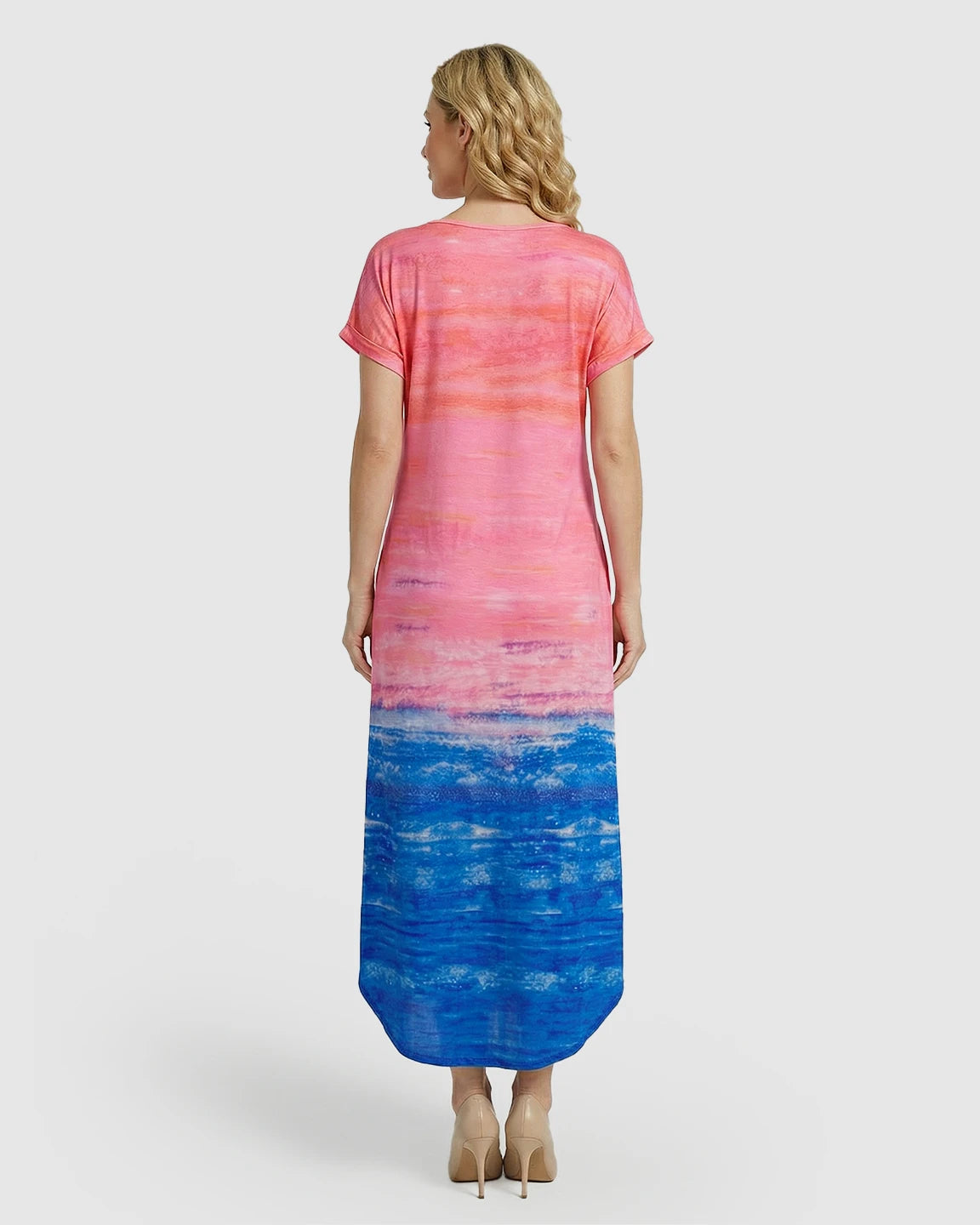 Side-Slits Ombre Color Maternity Maxi Dress