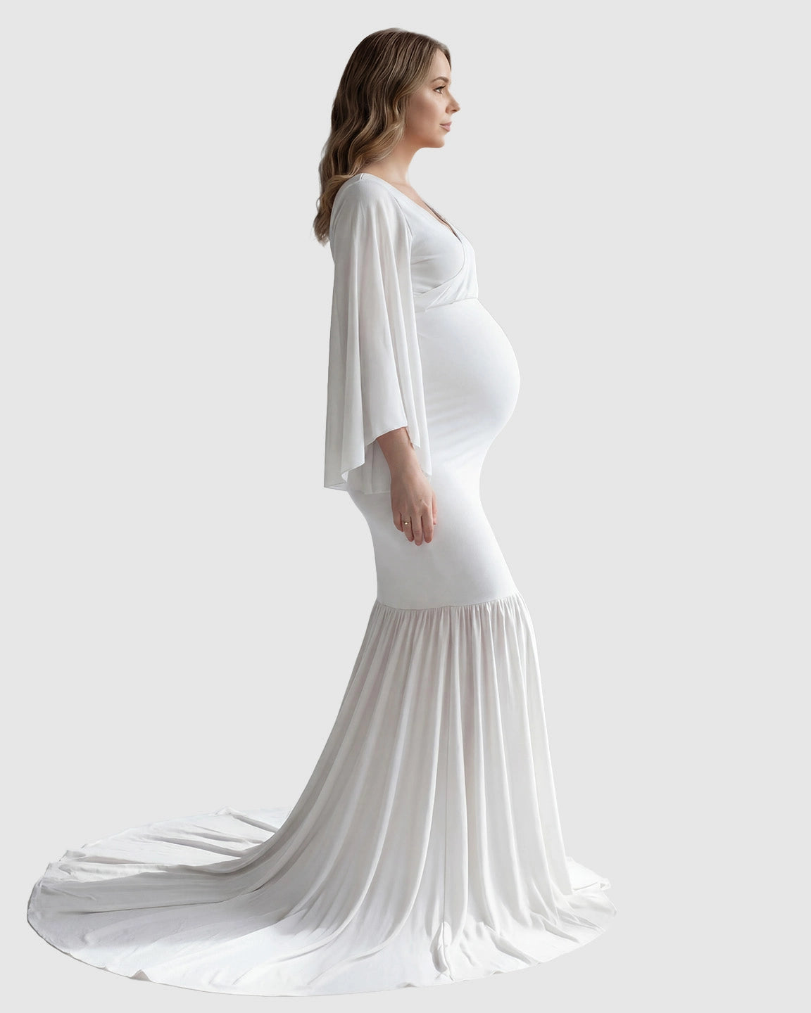Trailing Hem Elegant Maternity Photoshoot Gown