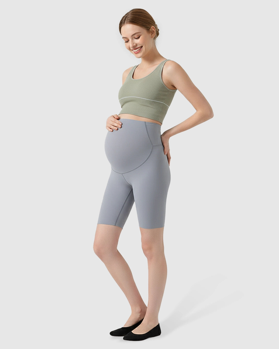 Over-Belly Seamless Design Maternity Shorts