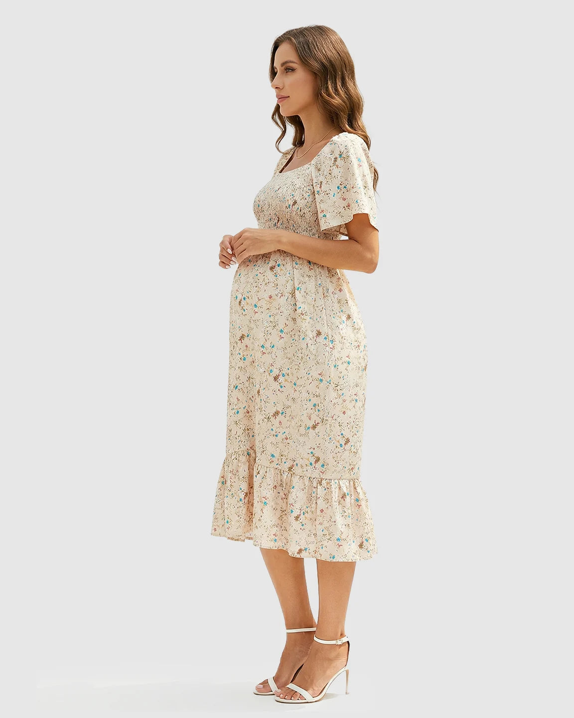 Off Shoulder Floral Maternity Summer Dress