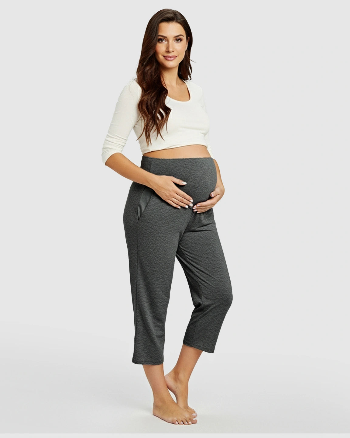 High-Waisted Maternity Capri Pants