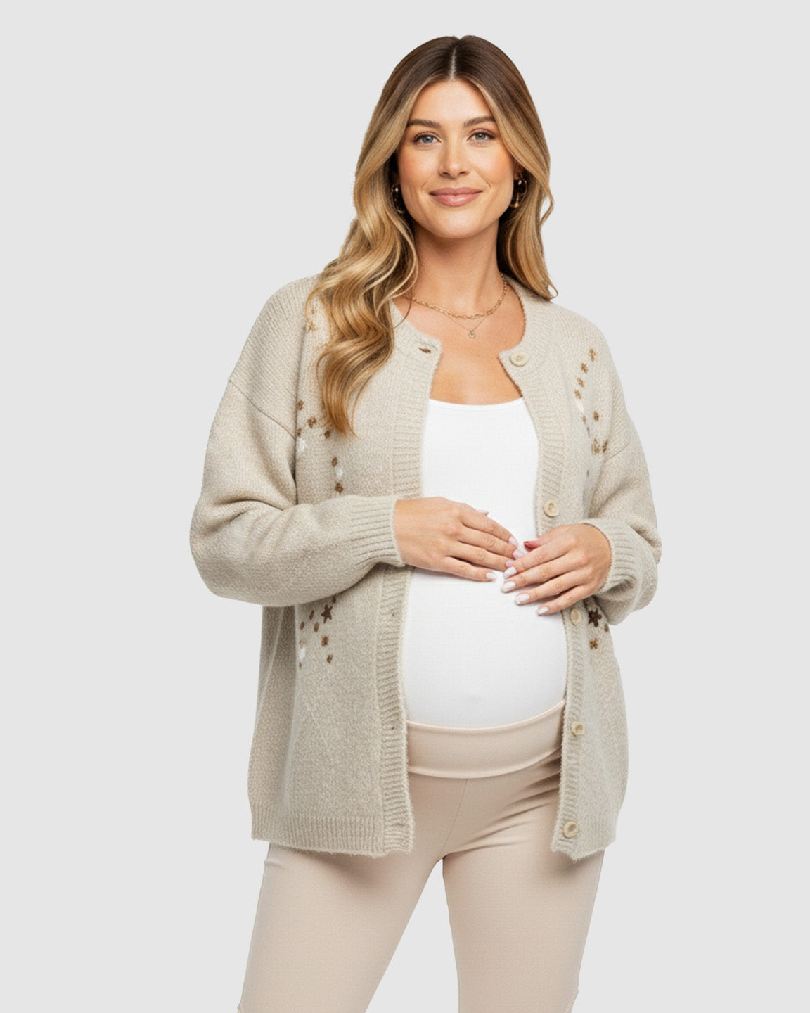 Soft Knit Single-Breasted Maternity Cardigan