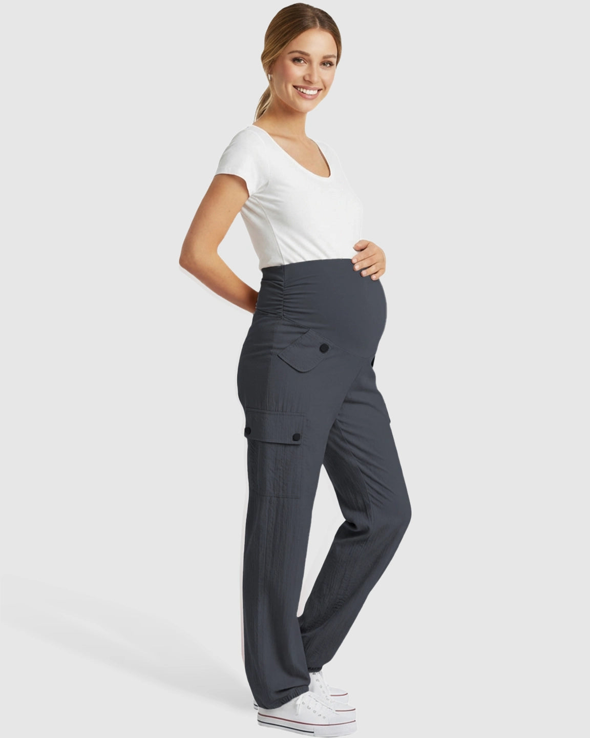 Cooling Wide-Leg Cargo Maternity Pants