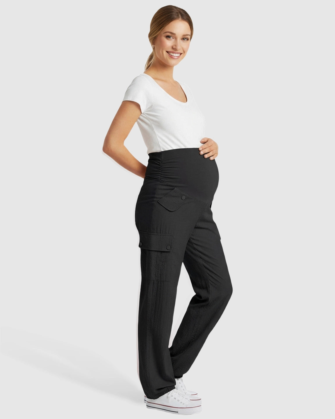 Cooling Wide-Leg Cargo Maternity Pants