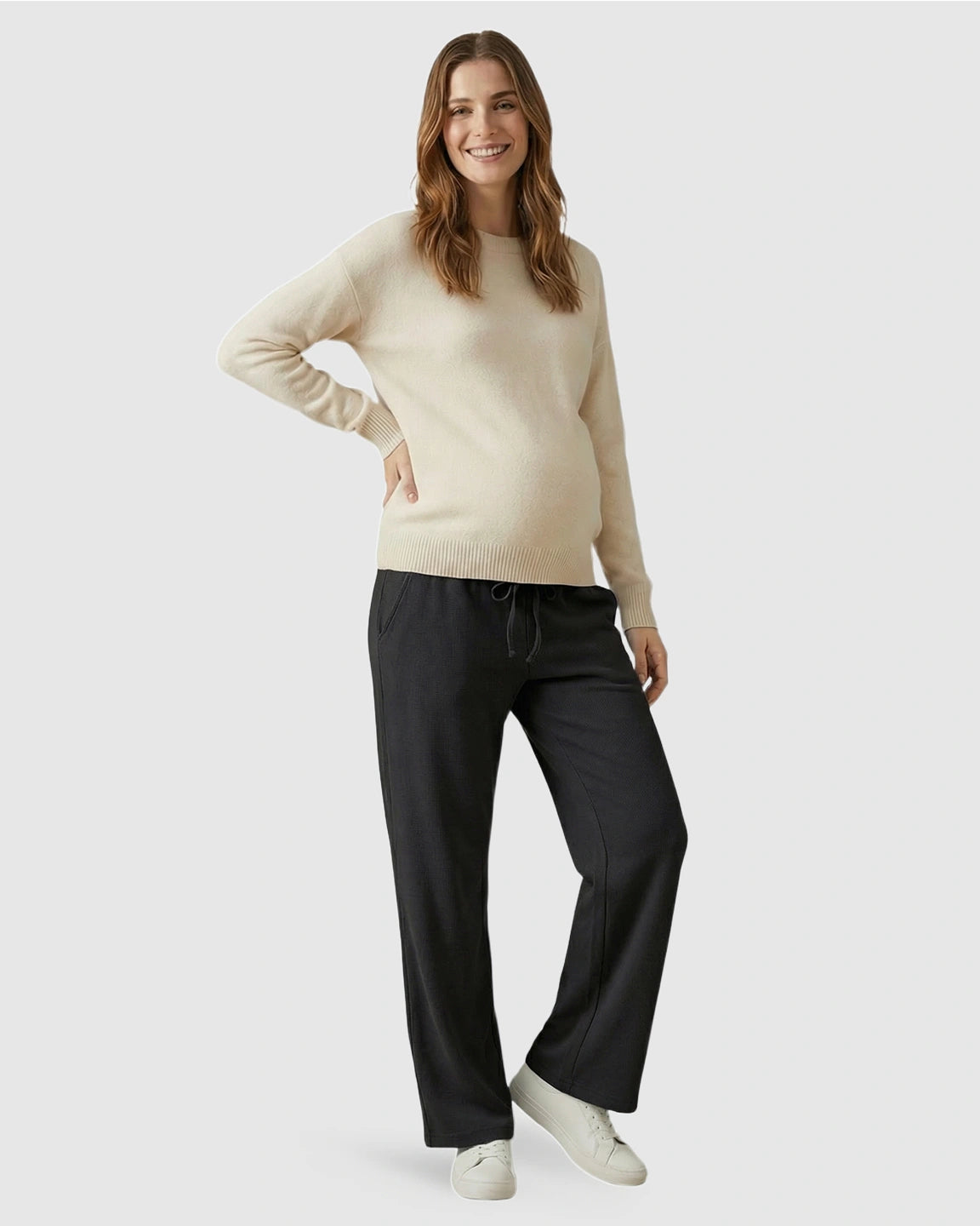Waffle Knit Wide-Leg Maternity Pants