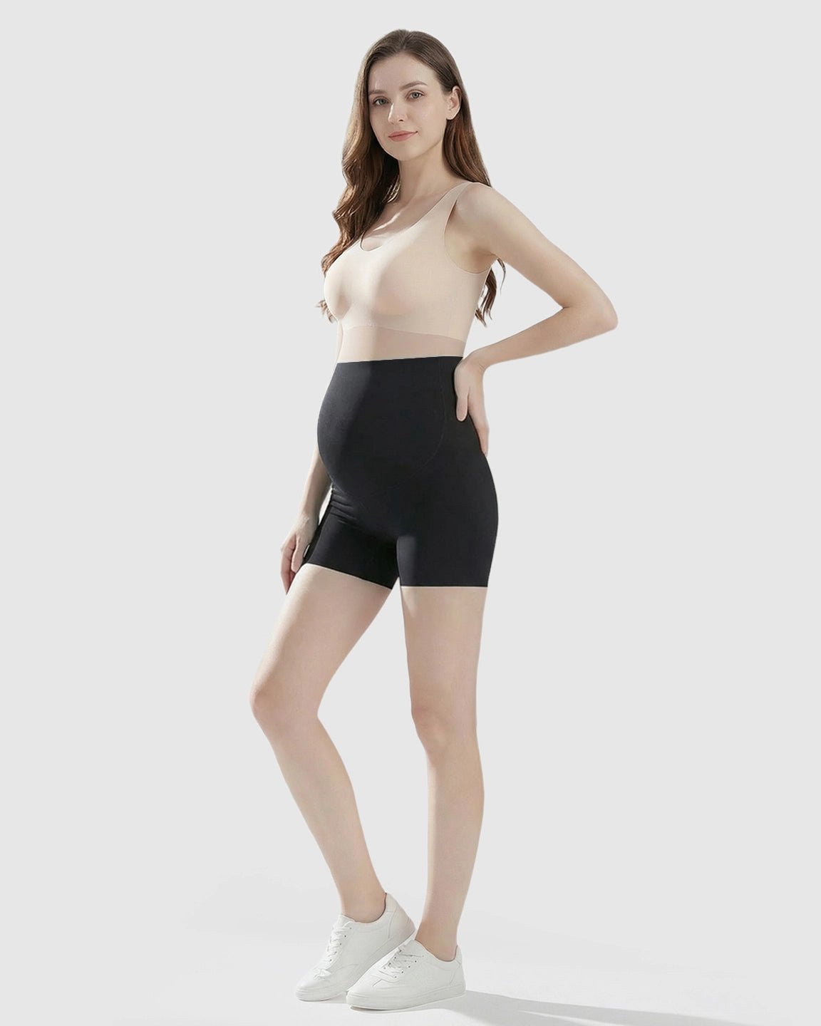 High-Waist Belly Support Seamless Slim Fit Maternity Shorts