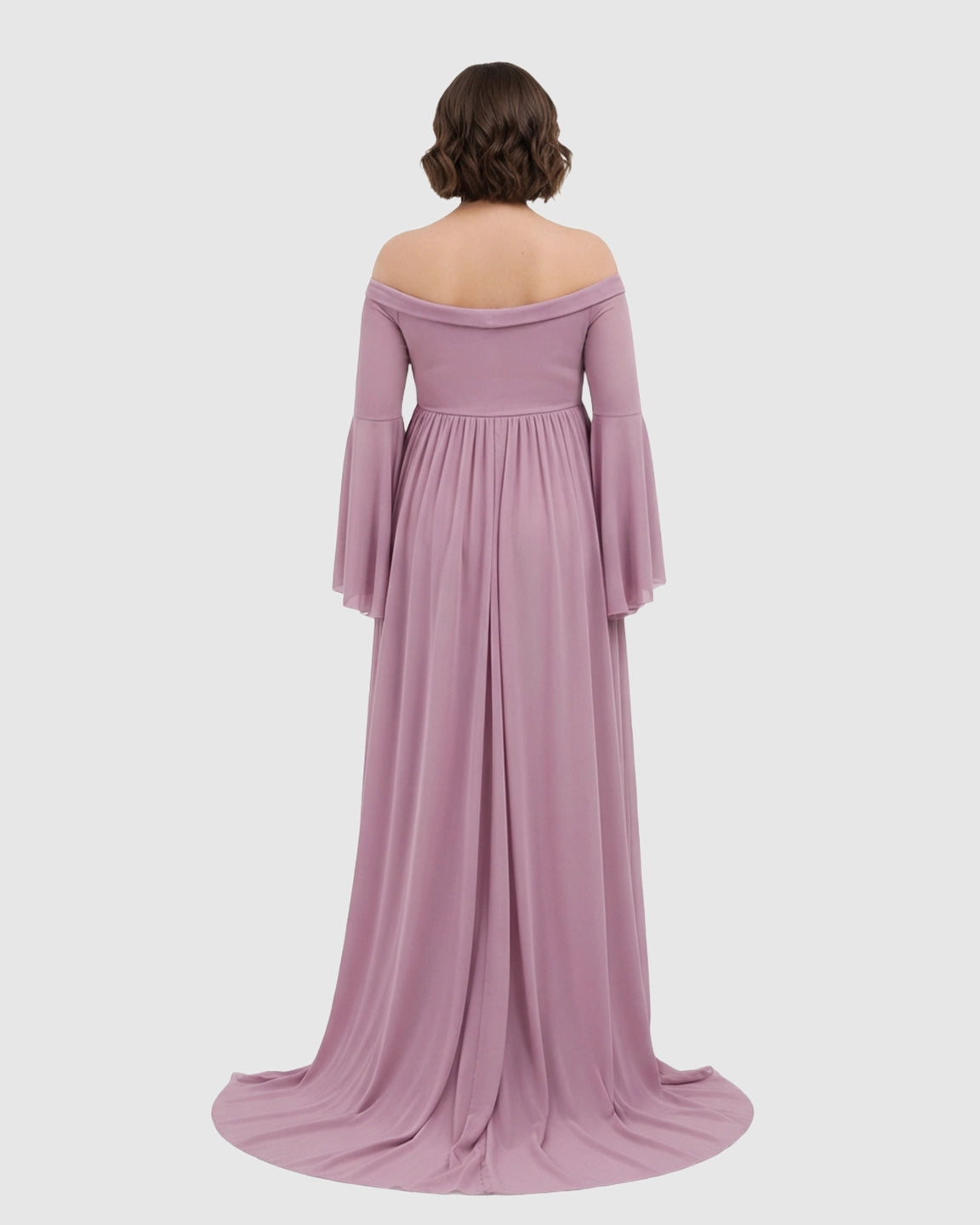 Bell Sleeves Super Long Train Maternity Photoshoot Gown