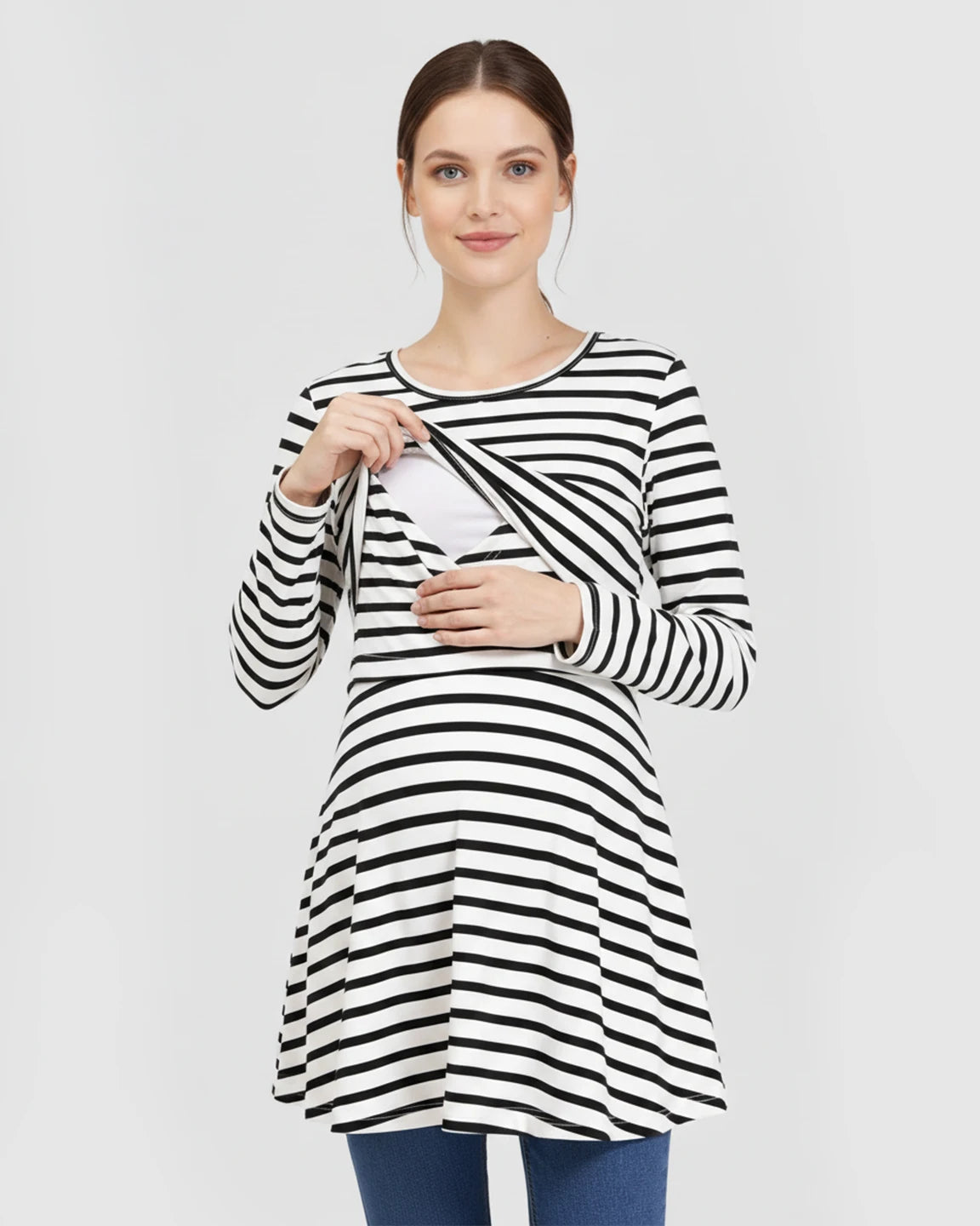 Long-Sleeve Relaxed Fit Maternity & Nursing Dress