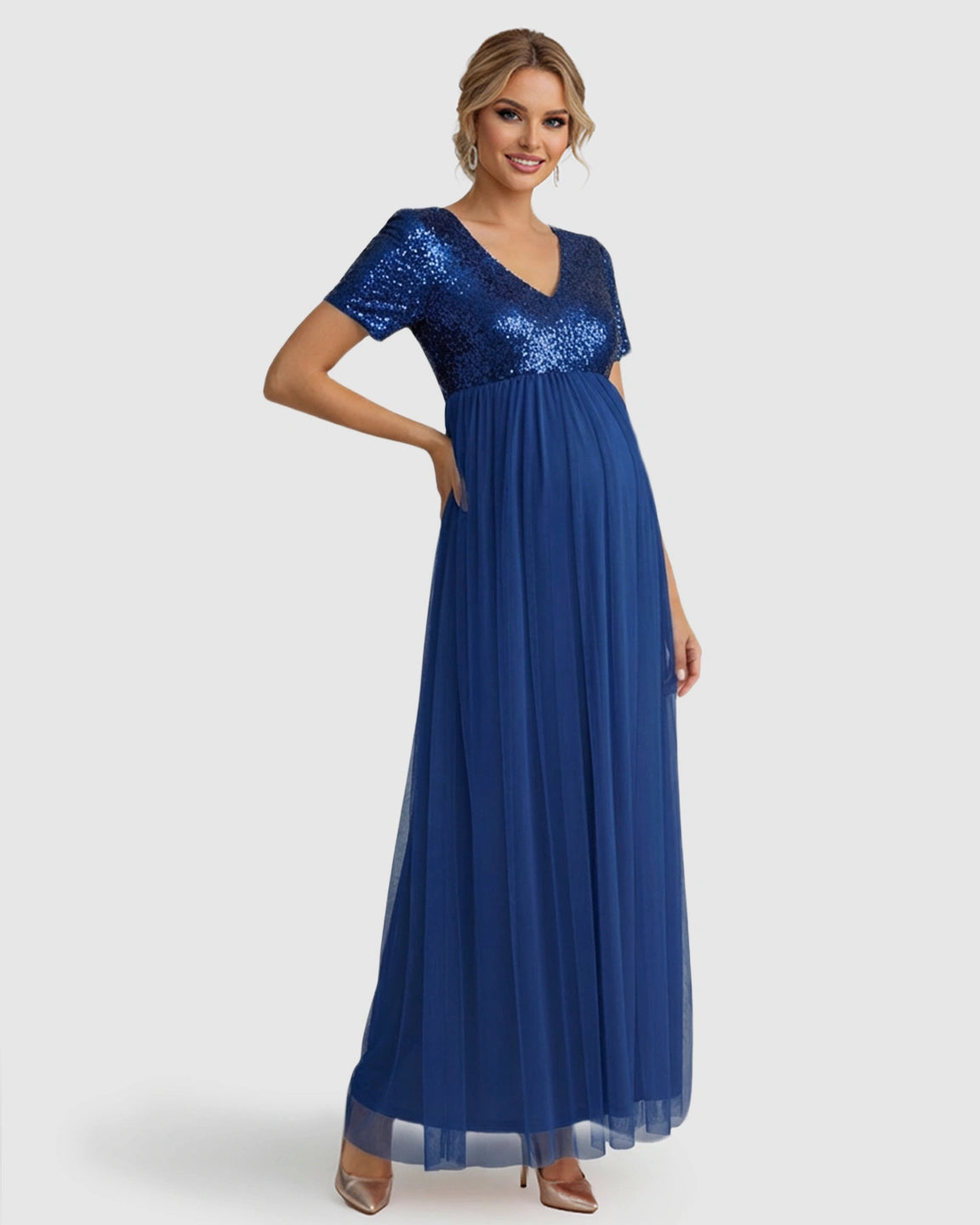 Sequin Bodice Glamorous Maternity Maxi Dress