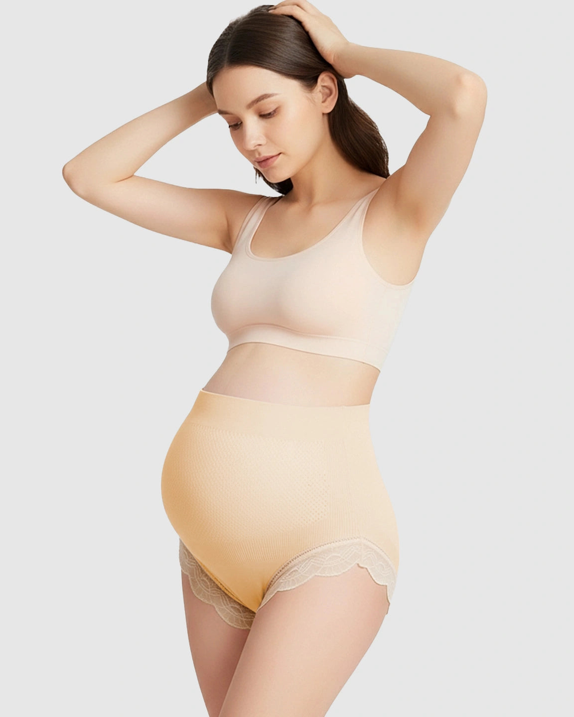 High-Waist Seamless Lace-Trim Maternity Panties
