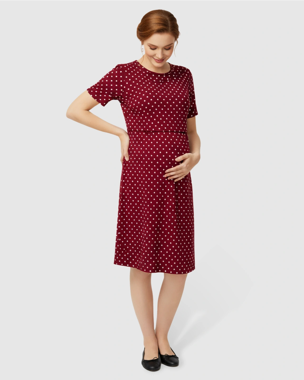 Polka Dot Loose Fit Maternity & Nursing Dress