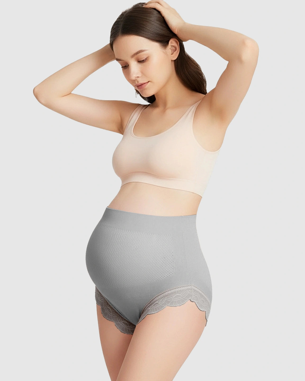 High-Waist Seamless Lace-Trim Maternity Panties