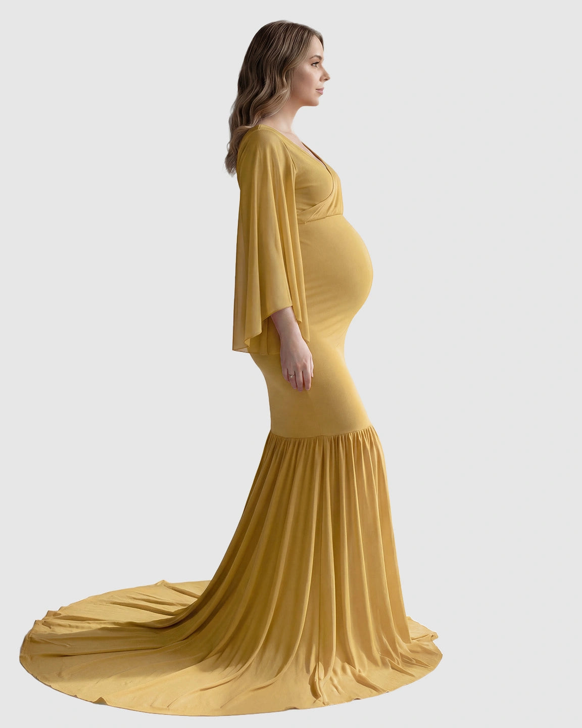 Trailing Hem Elegant Maternity Photoshoot Gown