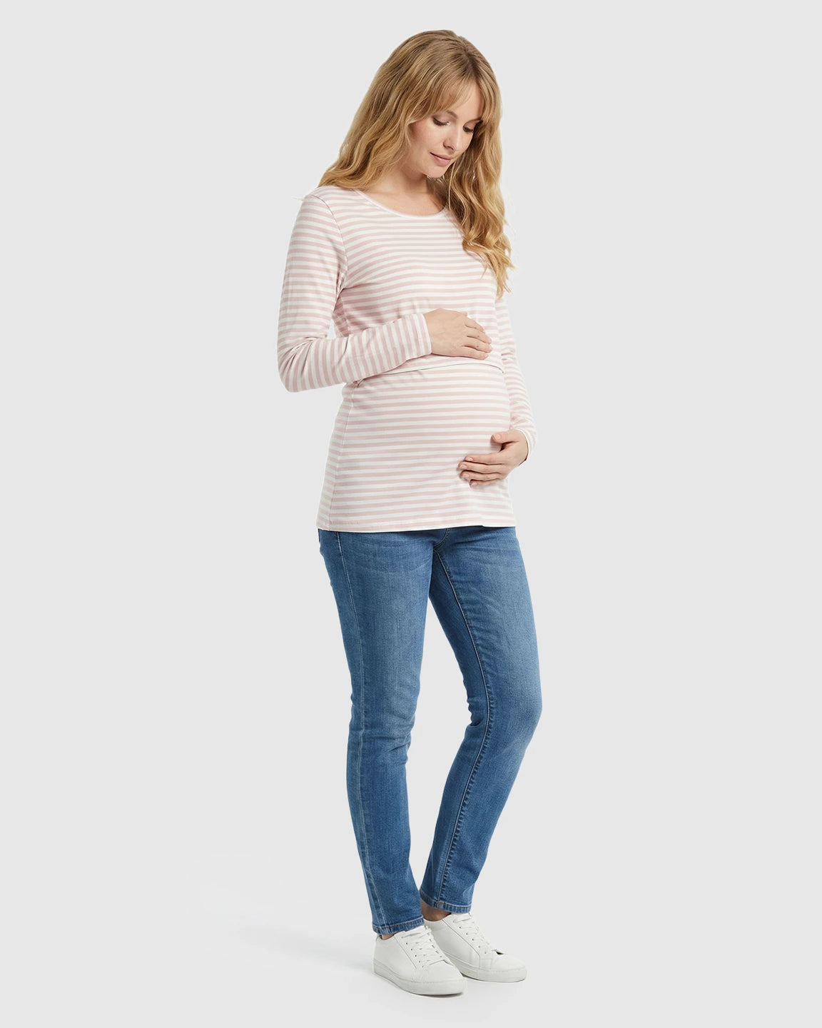 Pull-up Access Striped Print Maternity & Nursing Top