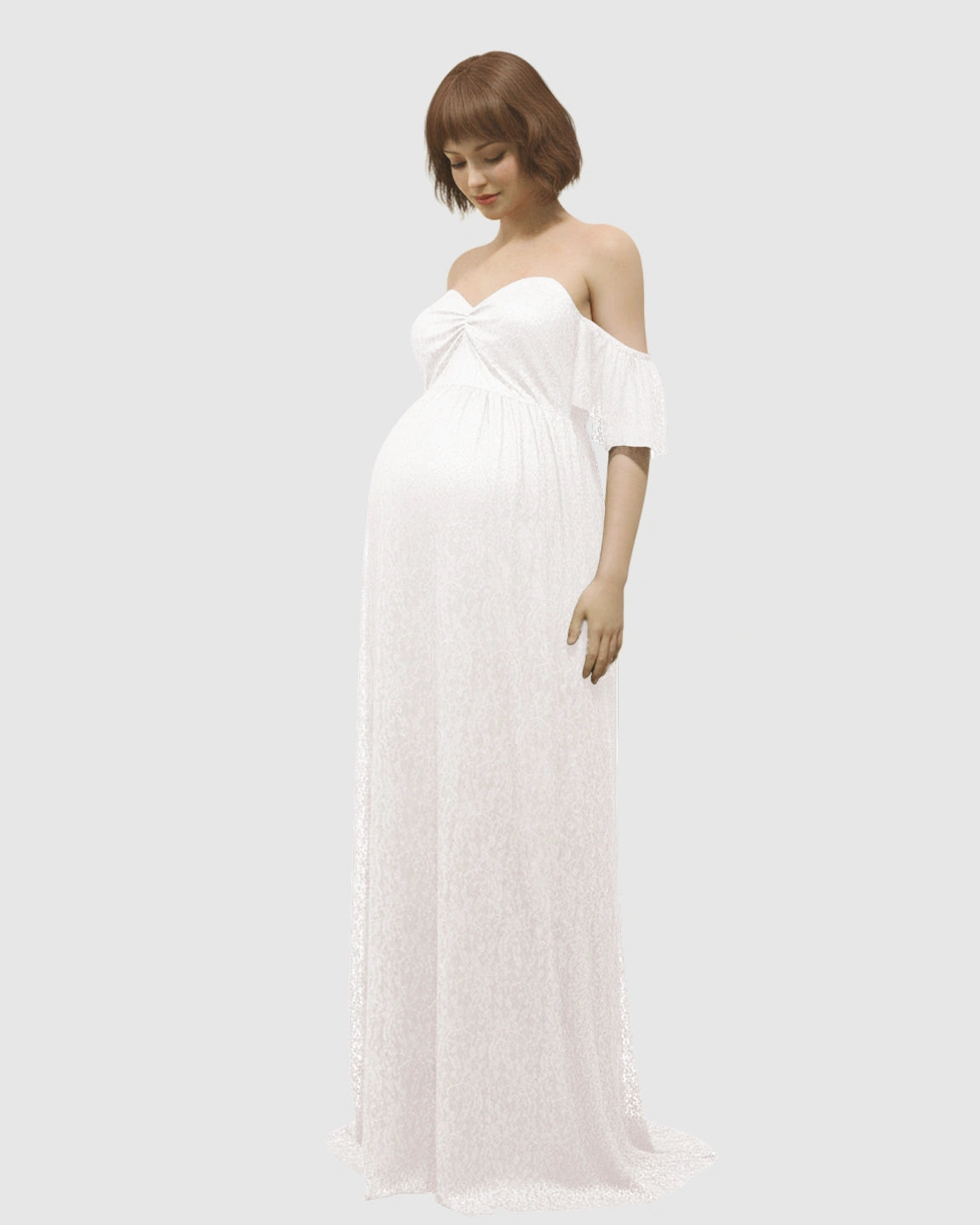 Elegant Lace Off-Shoulder Maternity Photoshoot Dress
