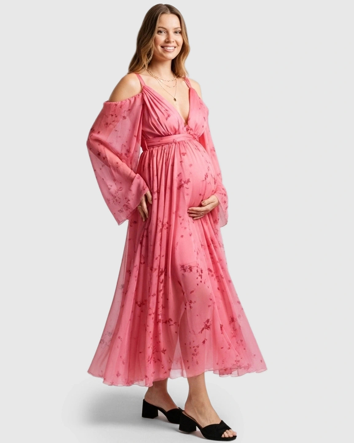 Ethereal Pink Floral Maternity Dress