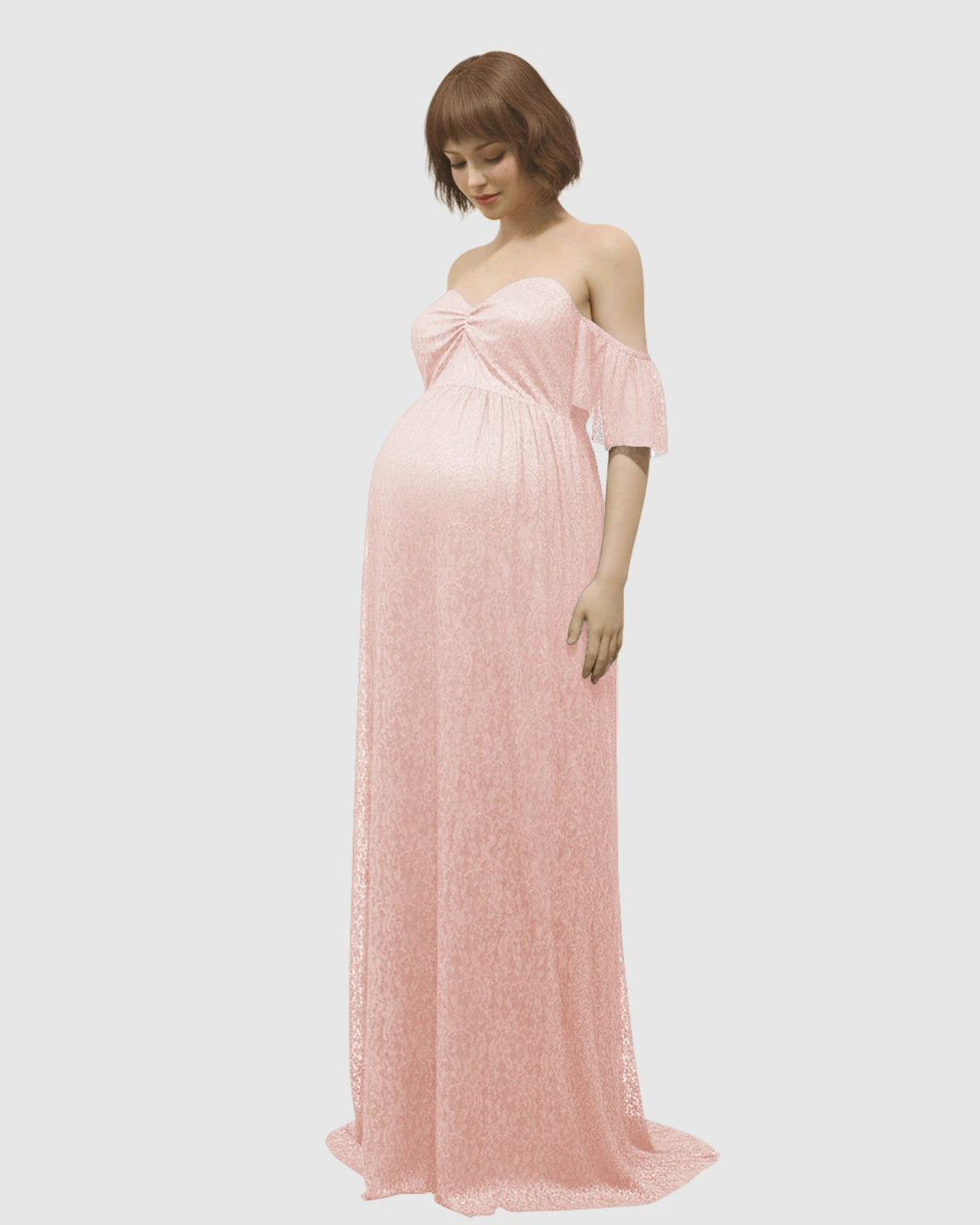 Elegant Lace Off-Shoulder Maternity Photoshoot Dress