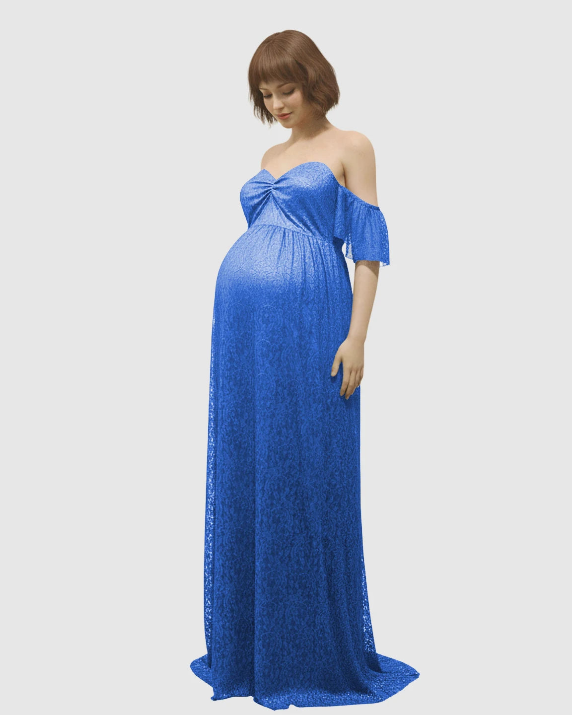 Elegant Lace Off-Shoulder Maternity Photoshoot Dress