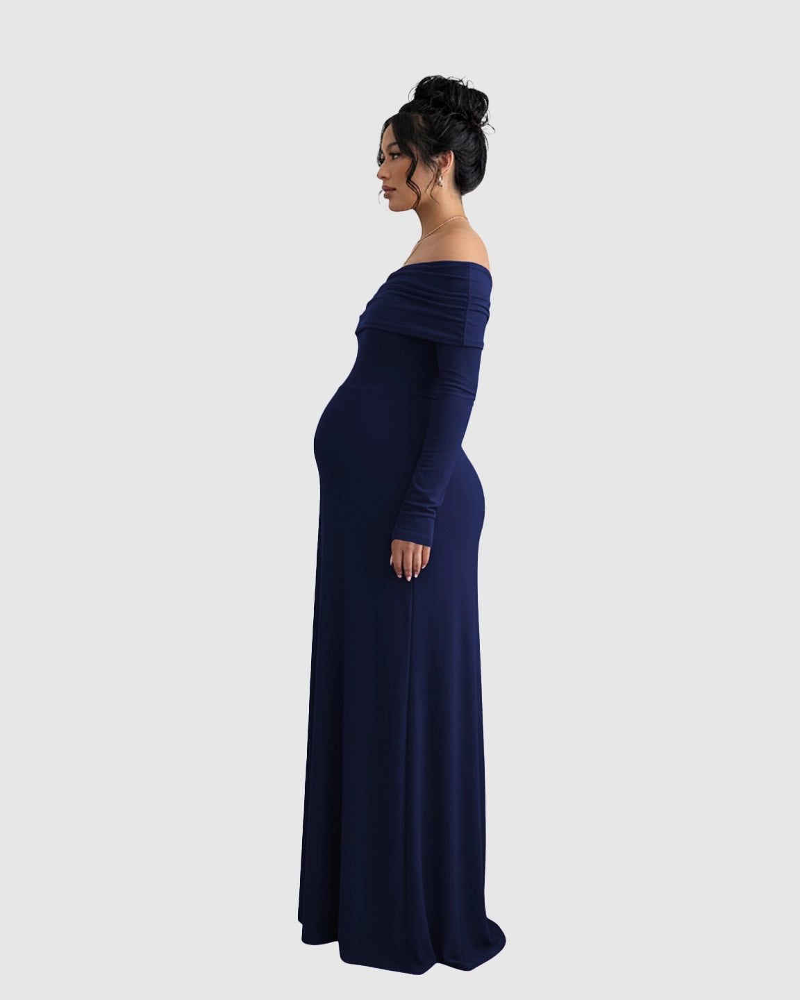 Off-Shoulder Cross-Back Maternity Evening Gown