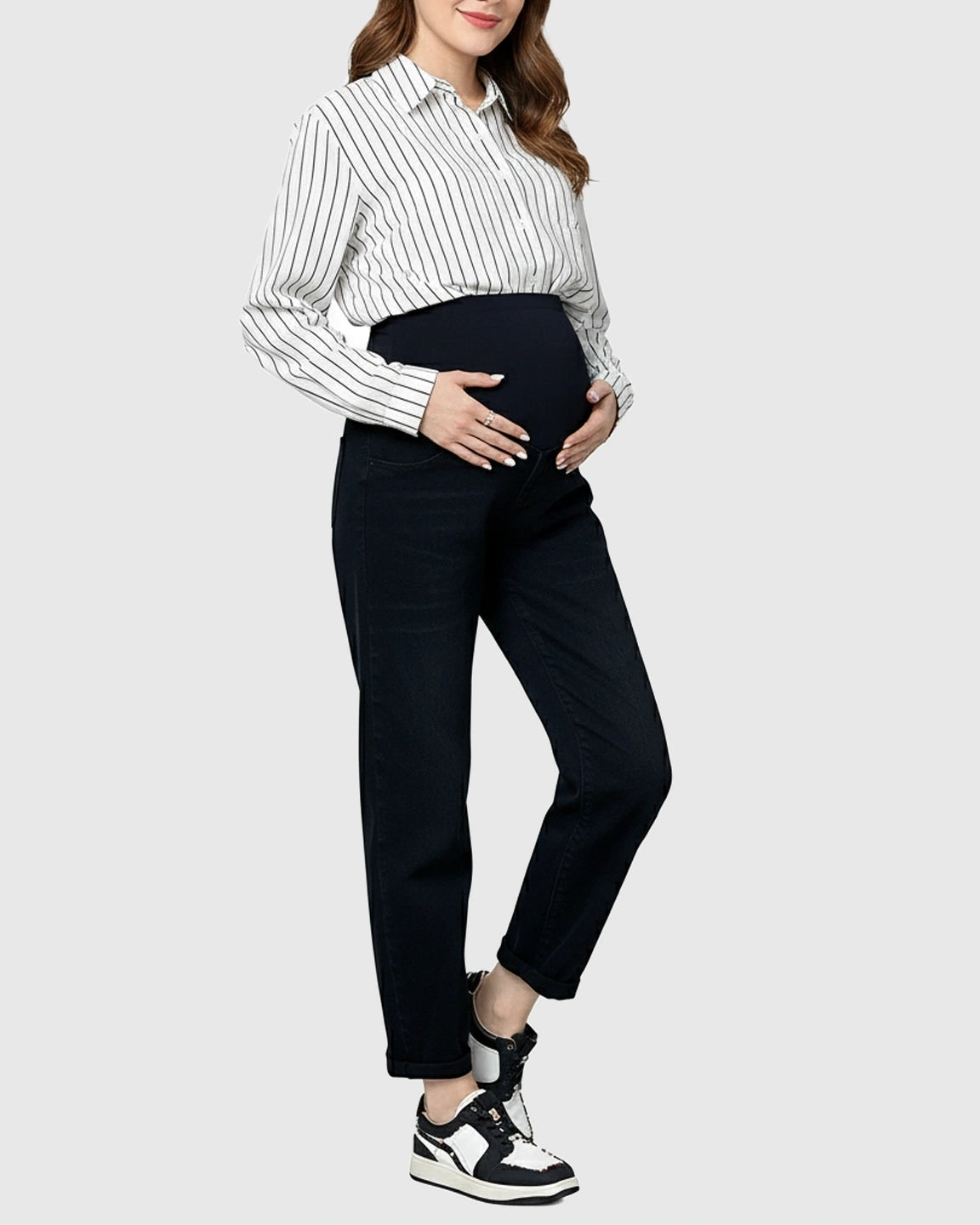High-Waist Belly-Support Maternity Denim Jeans