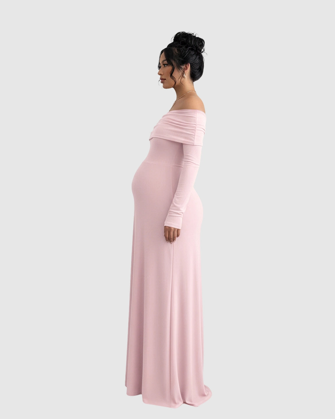 Off-Shoulder Cross-Back Maternity Evening Gown