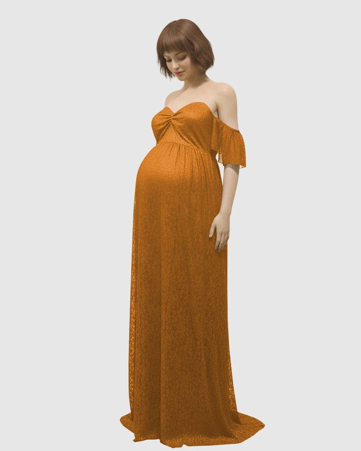 Elegant Lace Off-Shoulder Maternity Photoshoot Dress