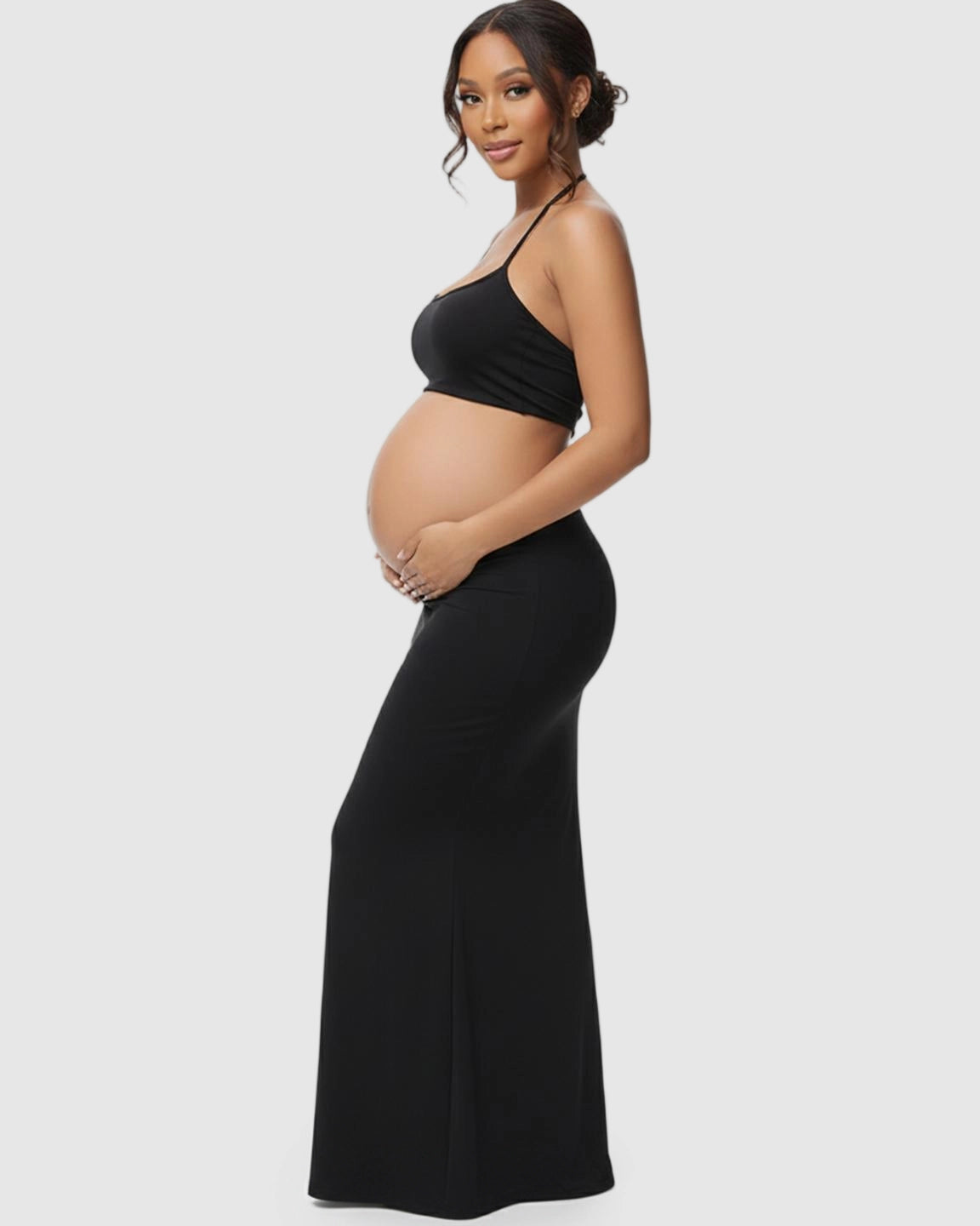 Butt-Lifting Halter Neck Bodycon Maternity Photoshoot Gown