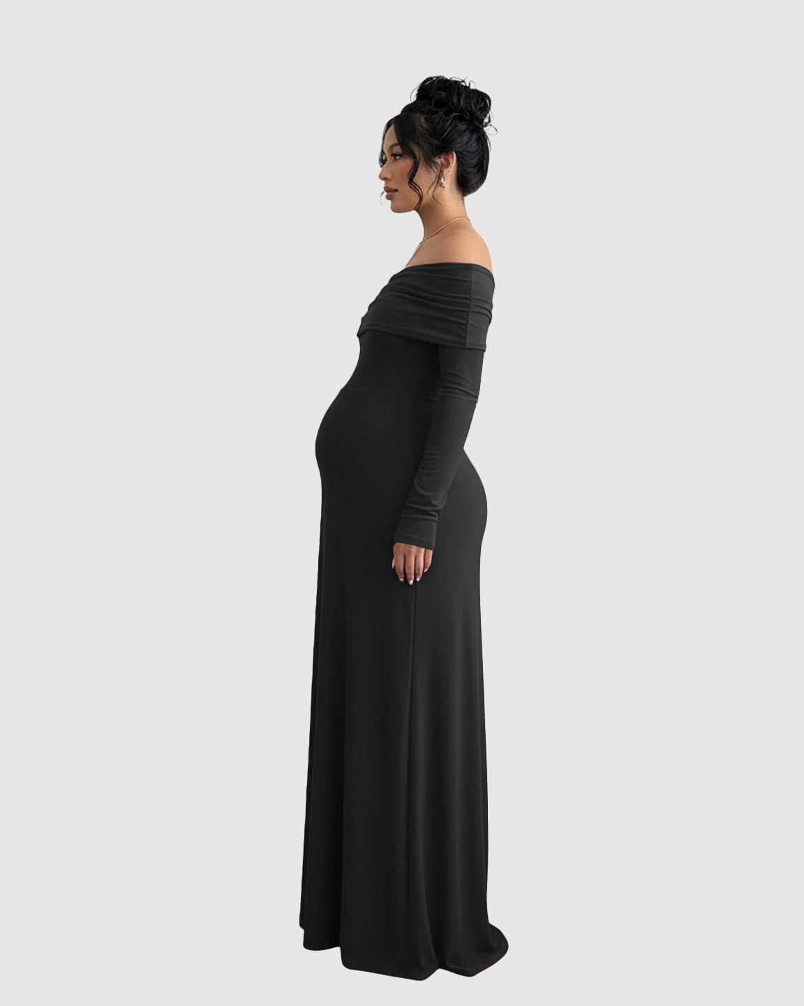 Off-Shoulder Cross-Back Maternity Evening Gown