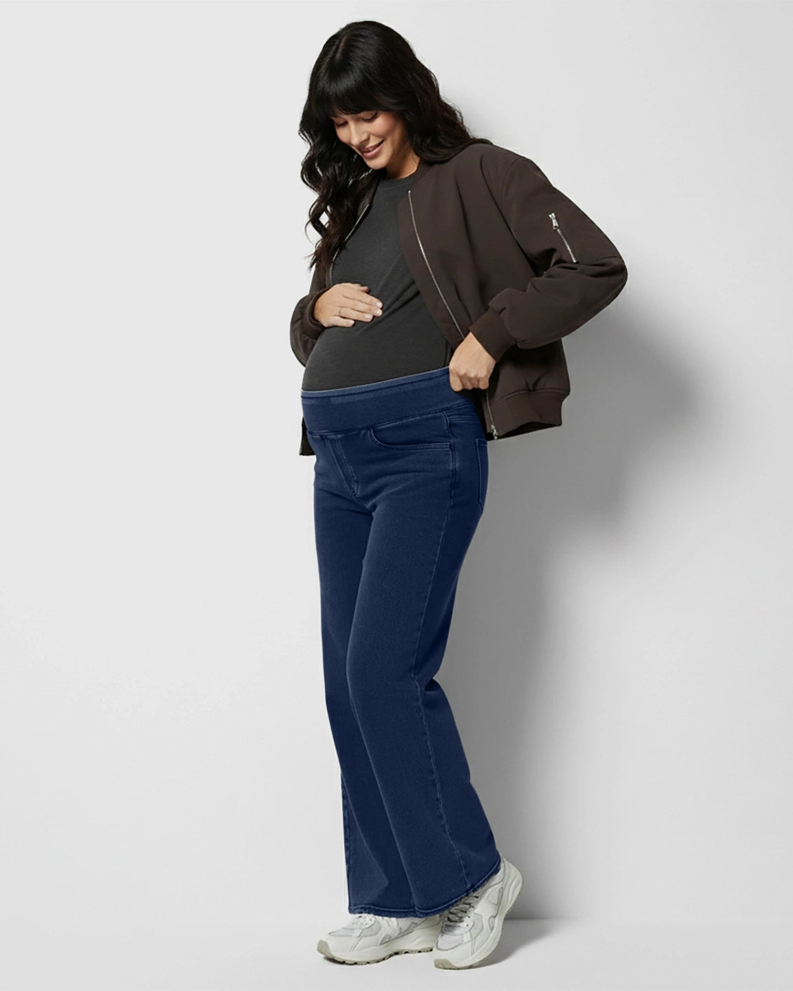 Adjustable Waist Wide-Leg Maternity Jeans