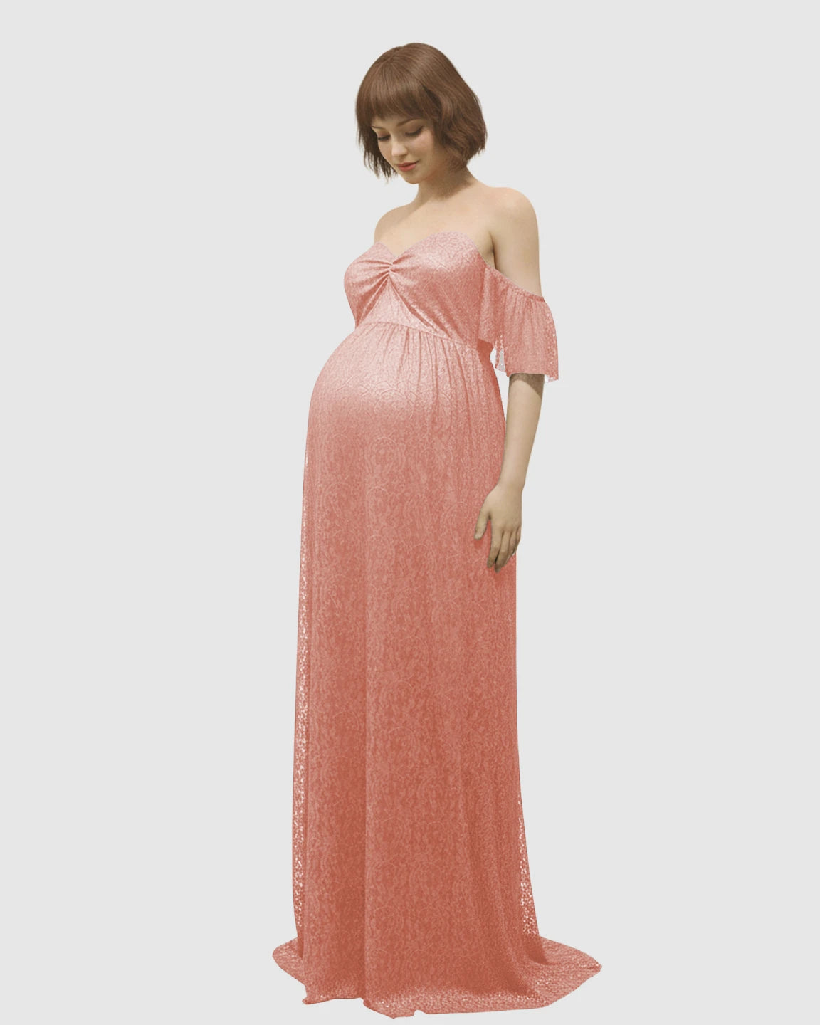 Elegant Lace Off-Shoulder Maternity Photoshoot Dress
