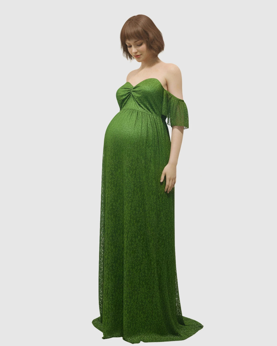 Elegant Lace Off-Shoulder Maternity Photoshoot Dress