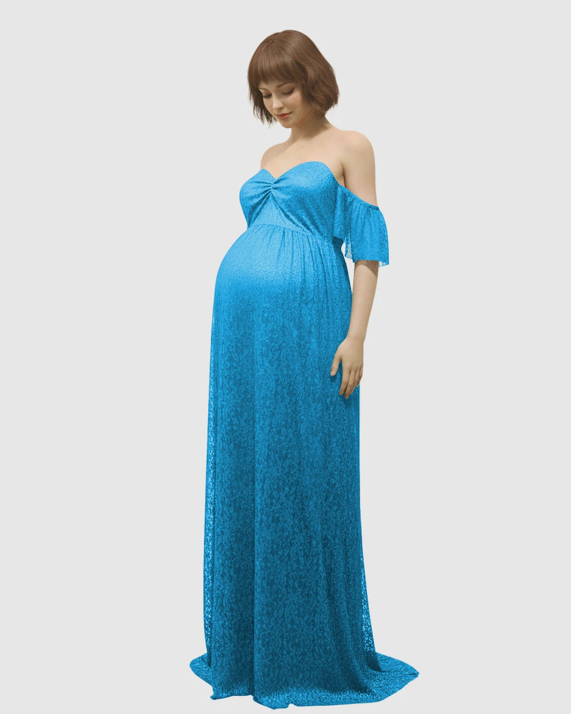 Elegant Lace Off-Shoulder Maternity Photoshoot Dress