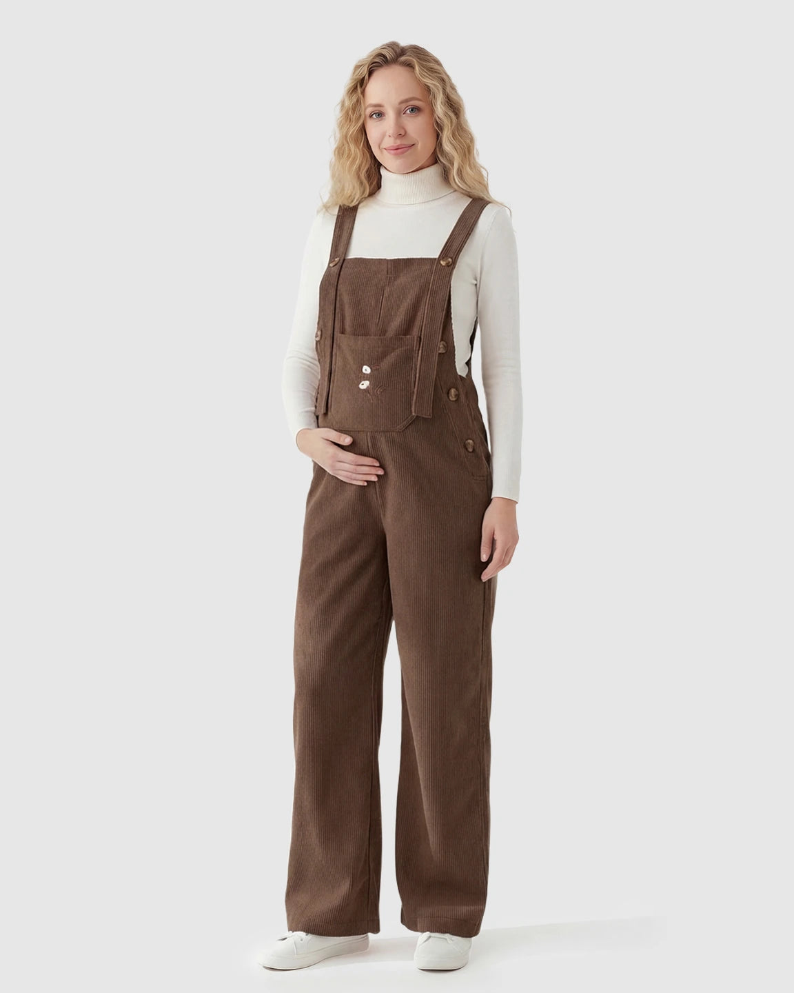 Adjustable Shoulder Straps Dungaree-Style Maternity Jumpsuit