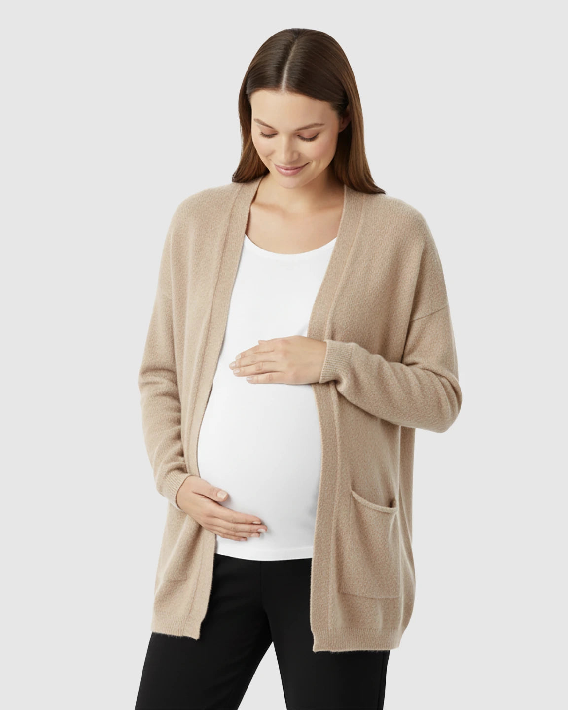 Cozy Wool Blend Long Knit Maternity Cardigan