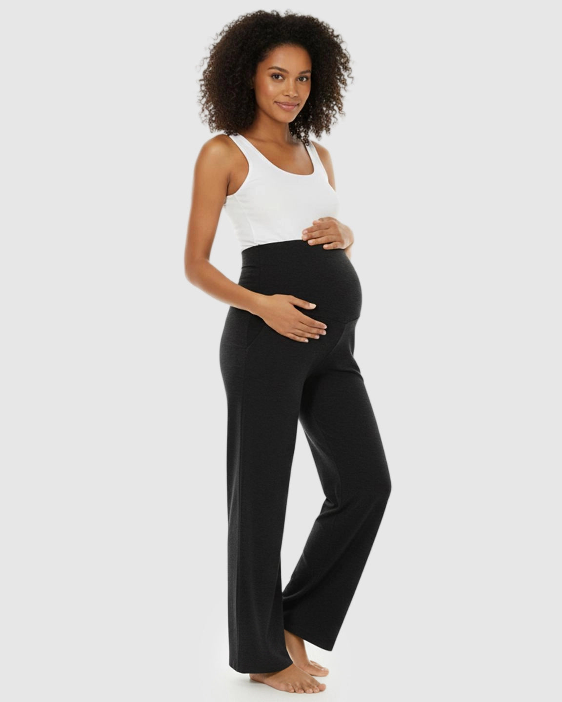Foldable Waistband Wide-Leg Maternity Lounge Pants