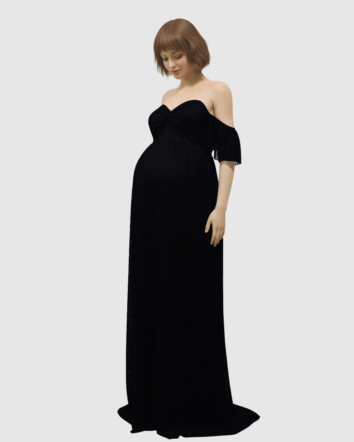 Elegant Lace Off-Shoulder Maternity Photoshoot Dress