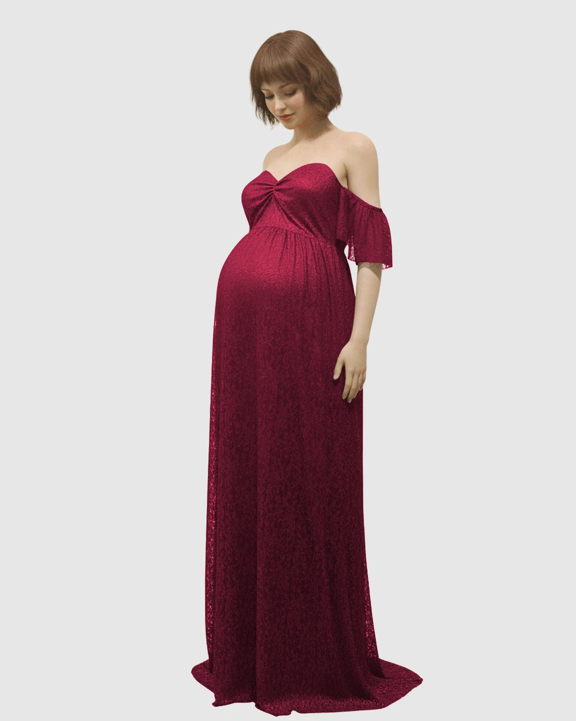 Elegant Lace Off-Shoulder Maternity Photoshoot Dress