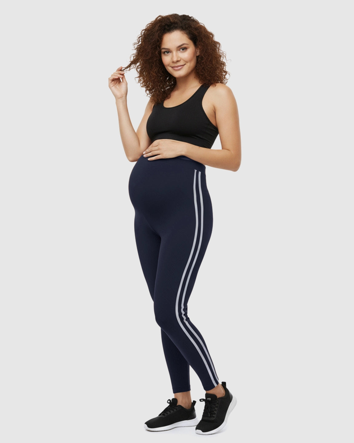 Side Striped Sporty Maternity Leggings