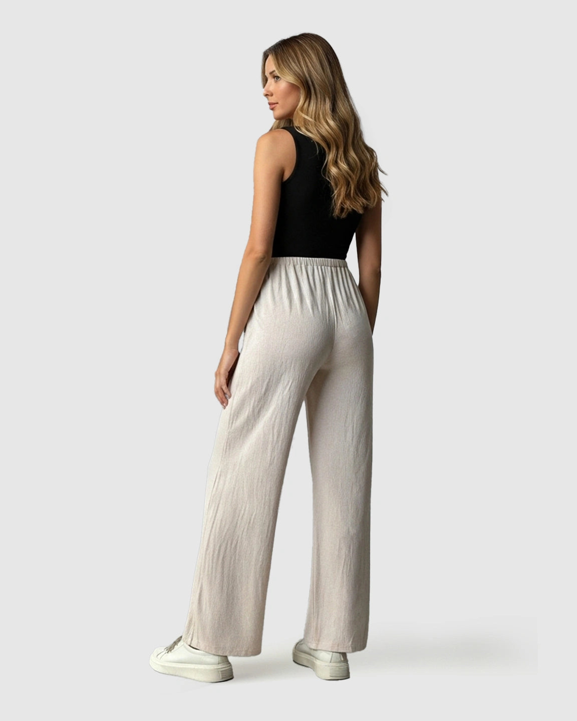 Elastic Waist Wide-Leg Maternity Pants