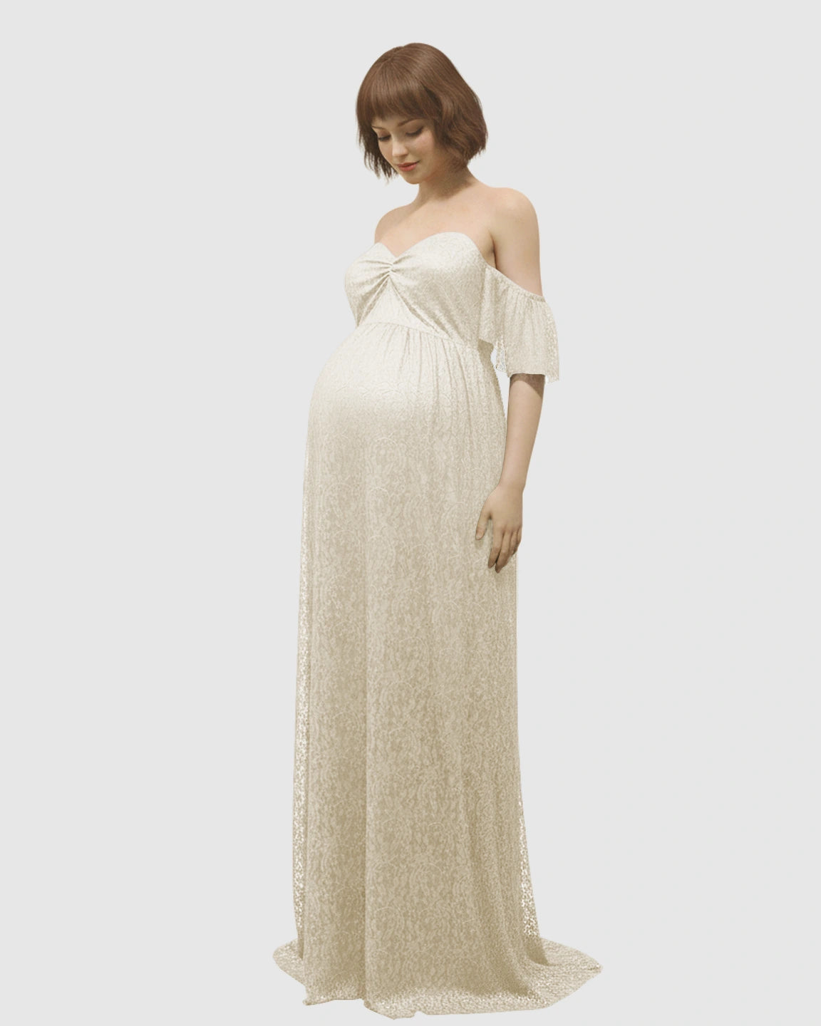 Elegant Lace Off-Shoulder Maternity Photoshoot Dress