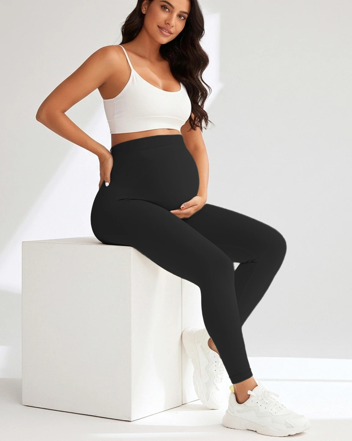 Soft Stretch Over-Belly Full Length Maternity Leggings