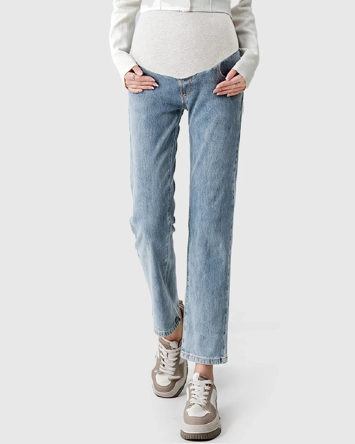 Stretch Denim Straight-Leg Maternity Jeans