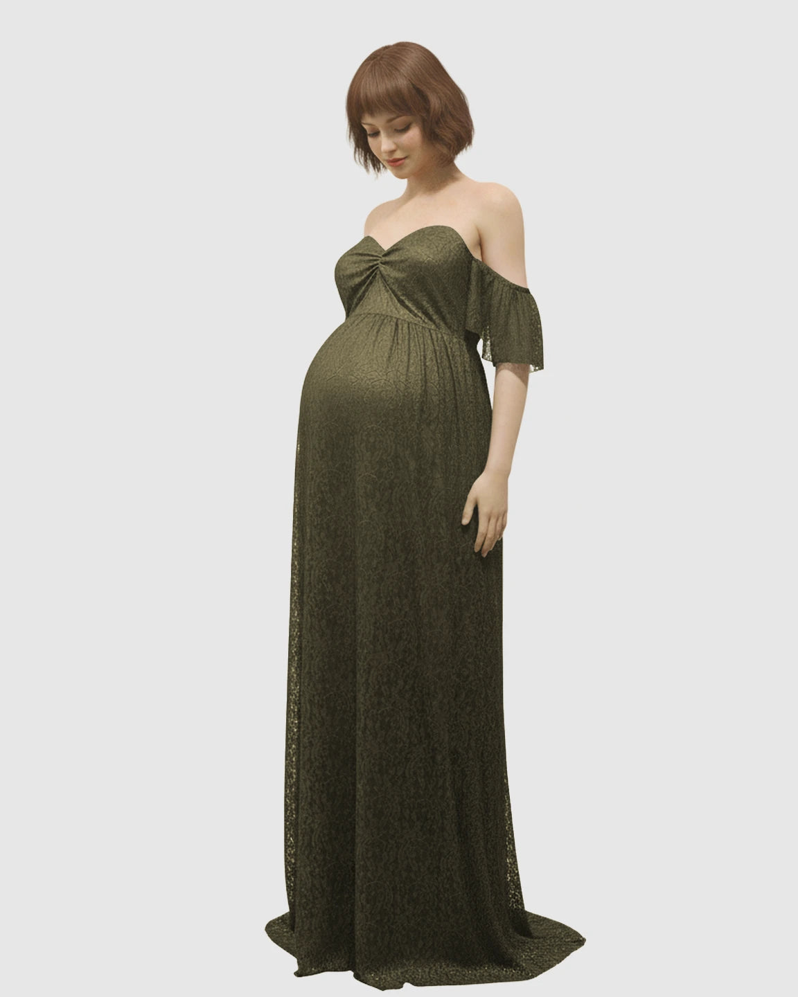 Elegant Lace Off-Shoulder Maternity Photoshoot Dress
