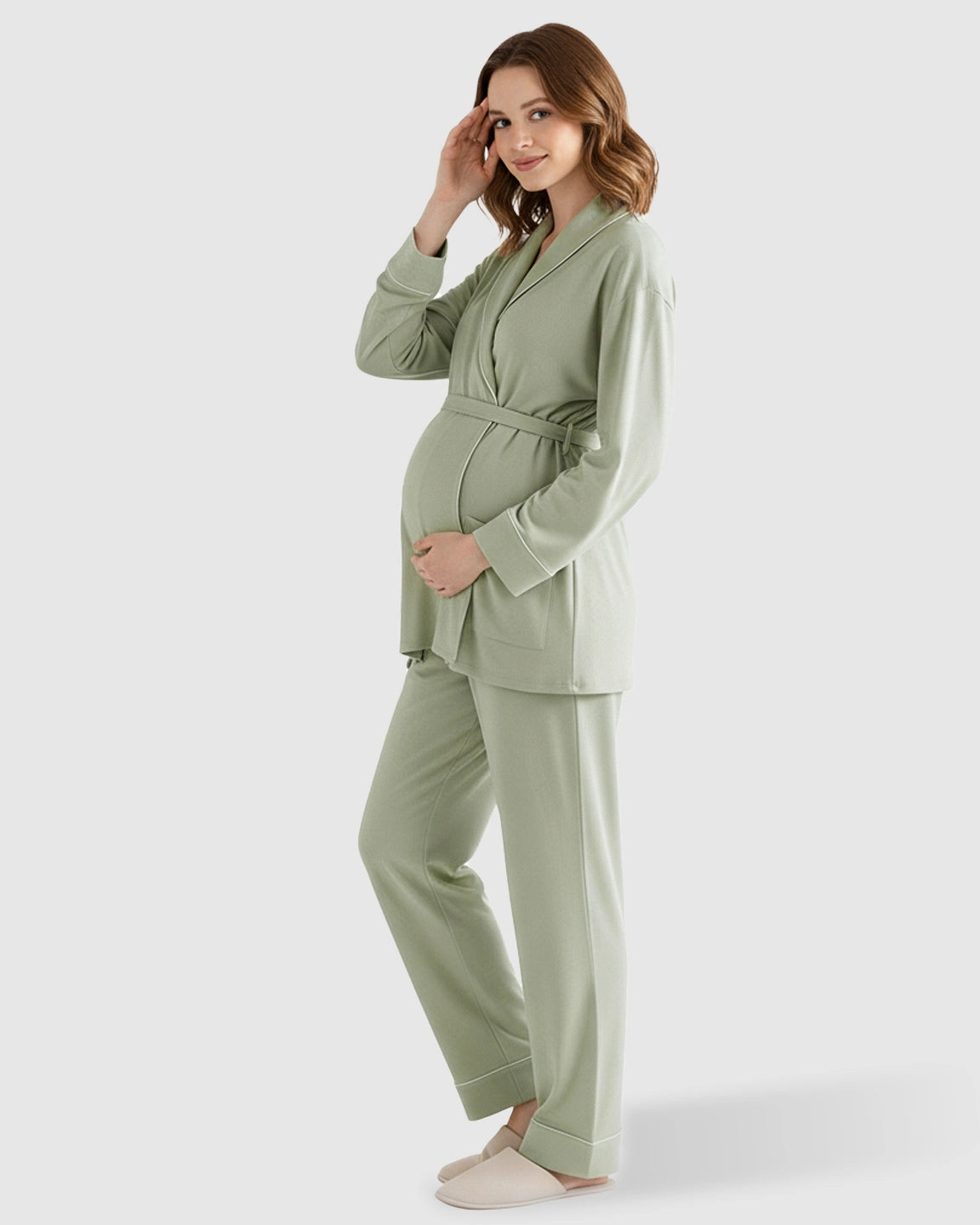 Soft Cotton Wrap Adjustable Waist Loungewear Set