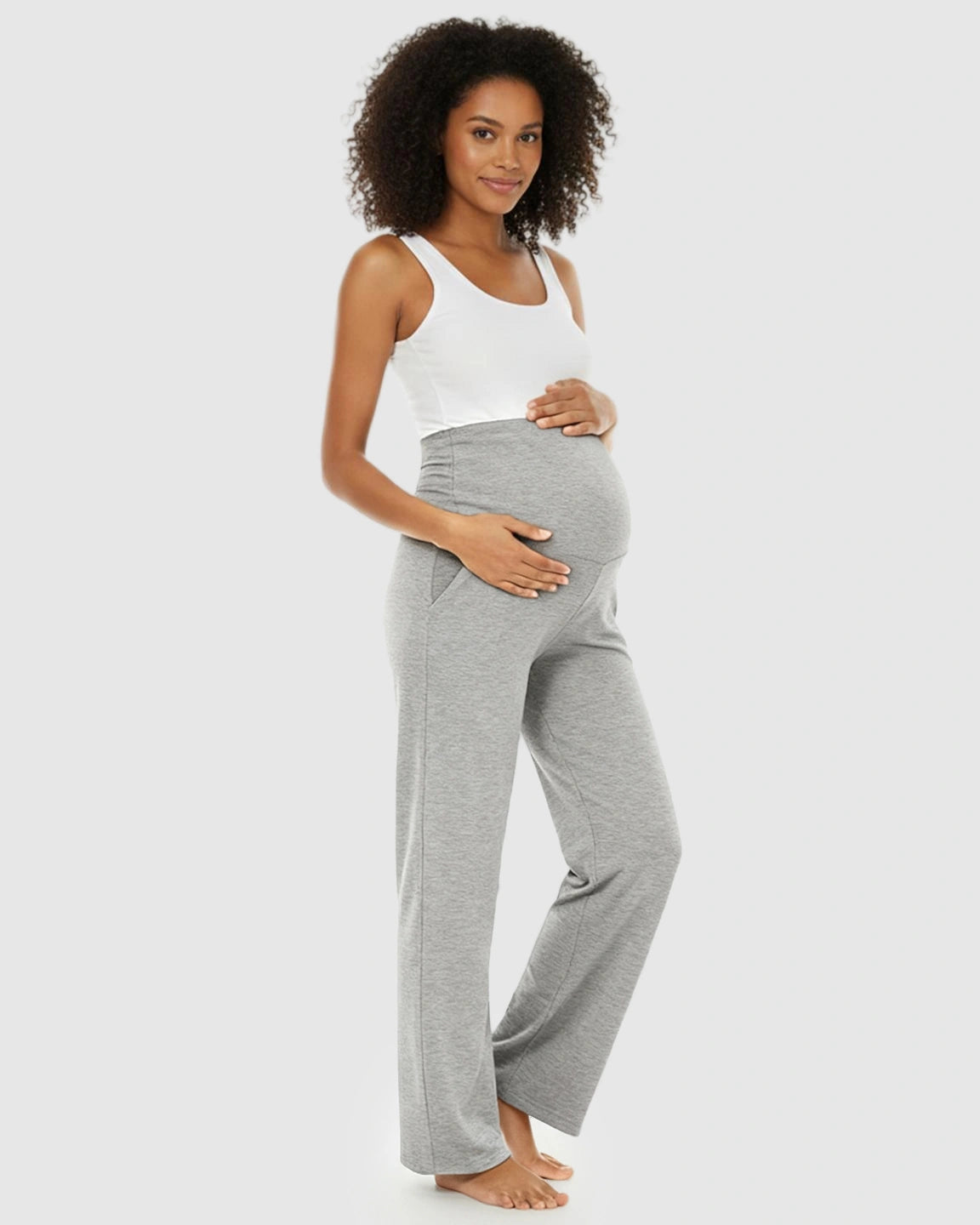 Foldable Waistband Wide-Leg Maternity Lounge Pants