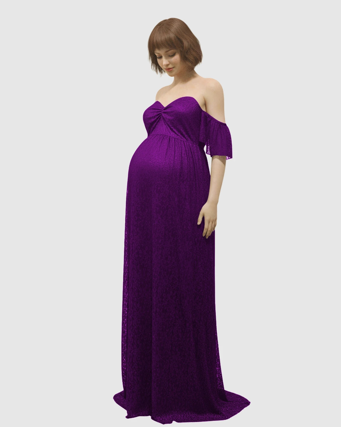 Elegant Lace Off-Shoulder Maternity Photoshoot Dress