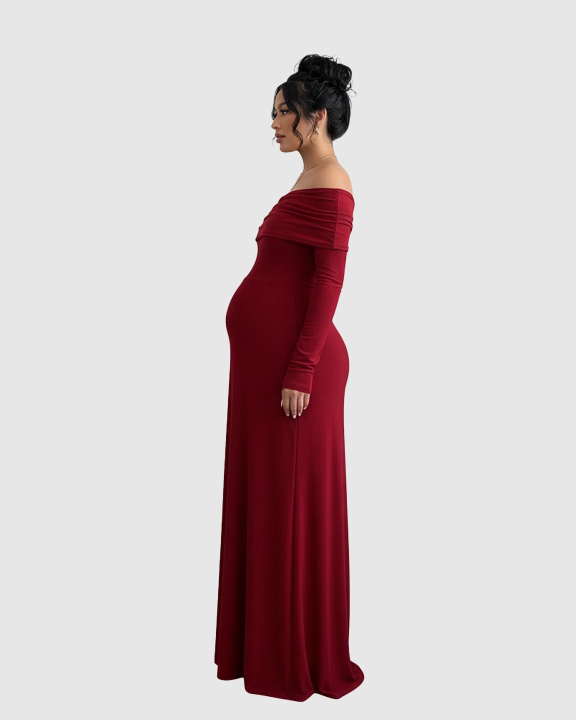 Off-Shoulder Cross-Back Maternity Evening Gown