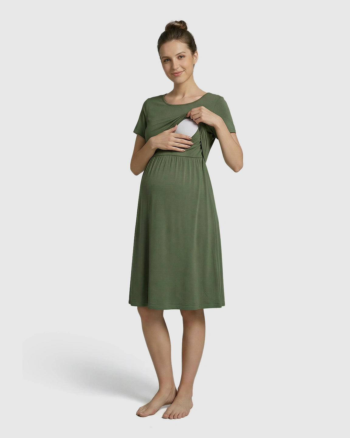 Double-Layer Nursing Front Relaxed Maternity Dress