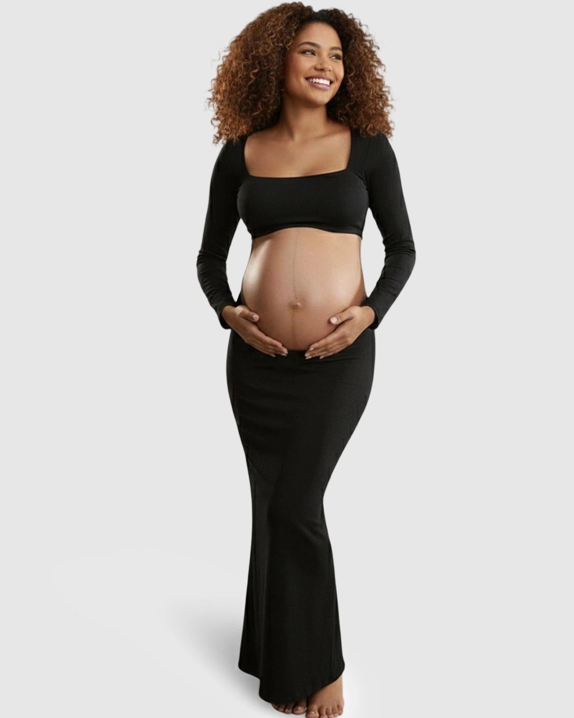 Butt Lifting Bodycon Two-Piece Maternity Maxi Dress