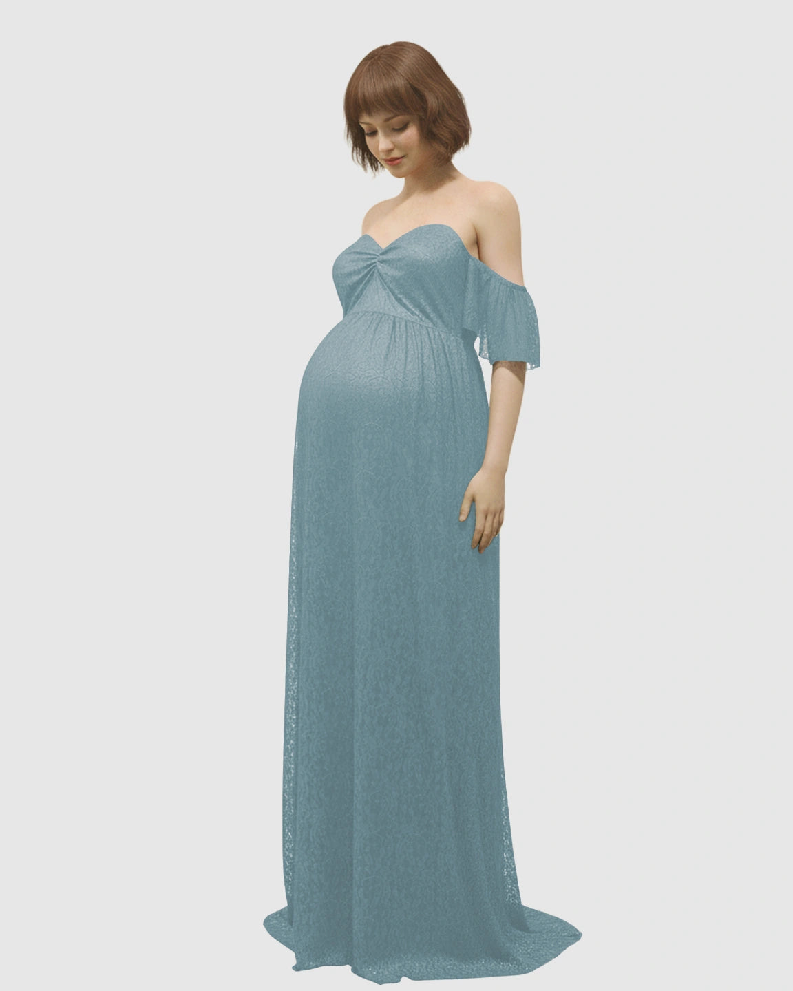 Elegant Lace Off-Shoulder Maternity Photoshoot Dress